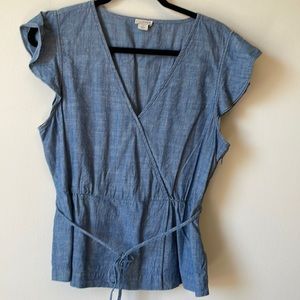 jcrew faux wrap shirt